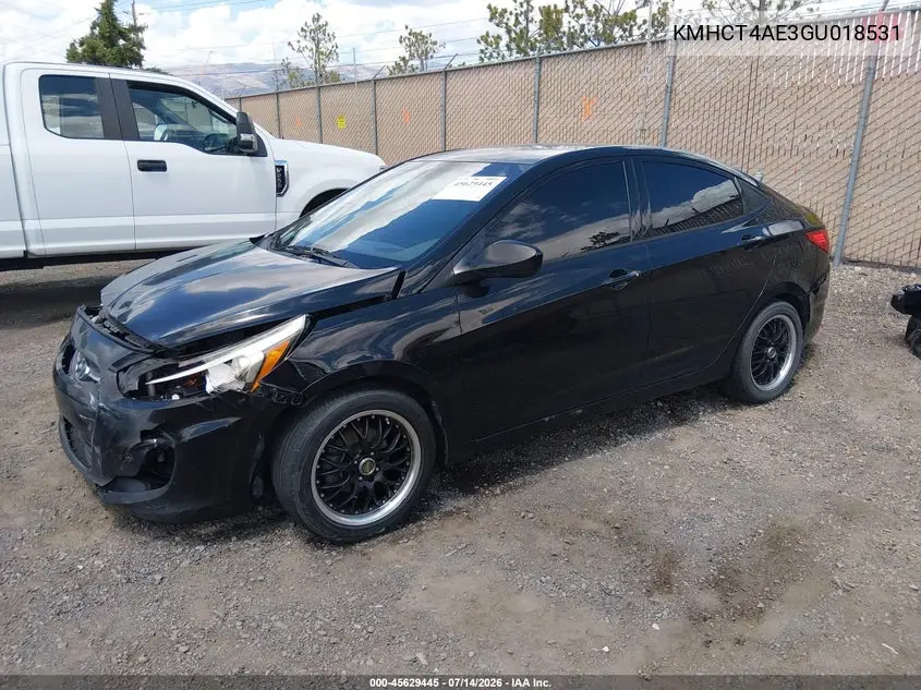 2016 Hyundai Accent Se VIN: KMHCT4AE3GU018531 Lot: 45629445