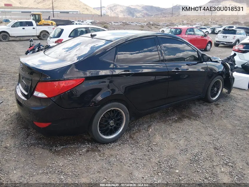 2016 Hyundai Accent Se VIN: KMHCT4AE3GU018531 Lot: 45629445