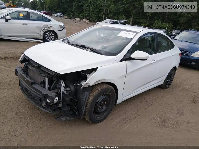 2016 Hyundai Accent Se VIN: KMHCT4AE3GU974348 Lot: 45641602