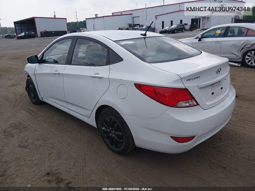 2016 Hyundai Accent Se VIN: KMHCT4AE3GU974348 Lot: 45641602