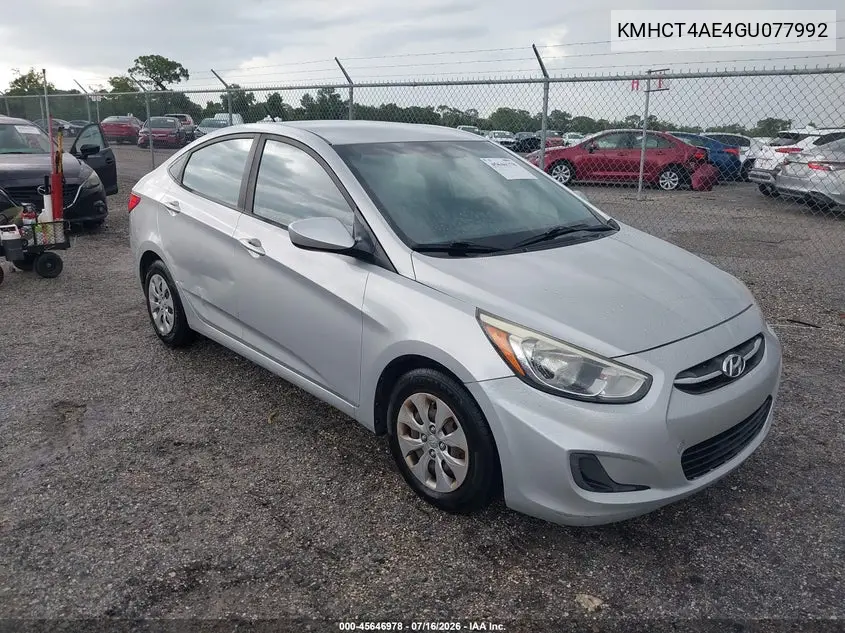 2016 Hyundai Accent Se VIN: KMHCT4AE4GU077992 Lot: 45646978