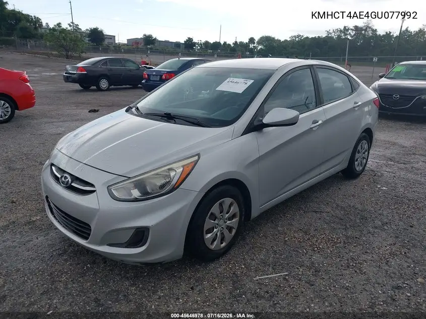 2016 Hyundai Accent Se VIN: KMHCT4AE4GU077992 Lot: 45646978