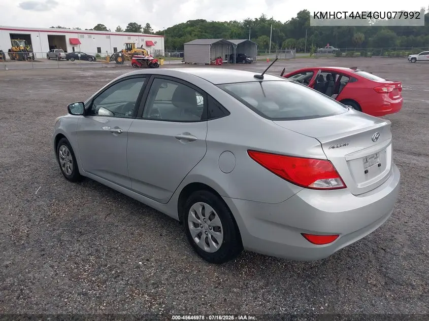 2016 Hyundai Accent Se VIN: KMHCT4AE4GU077992 Lot: 45646978