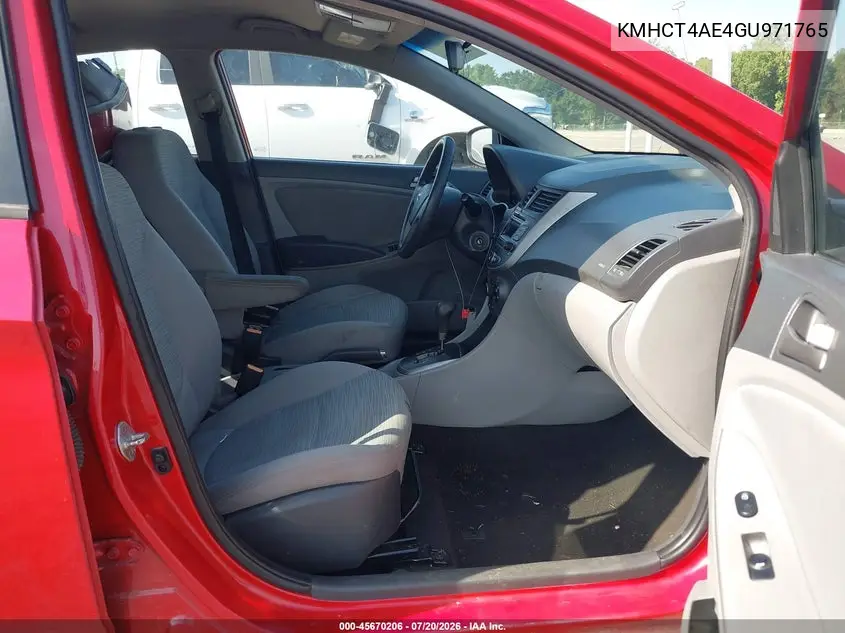 2016 Hyundai Accent Se VIN: KMHCT4AE4GU971765 Lot: 45670206