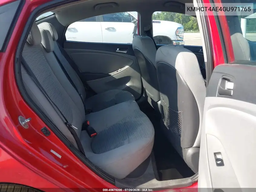 2016 Hyundai Accent Se VIN: KMHCT4AE4GU971765 Lot: 45670206