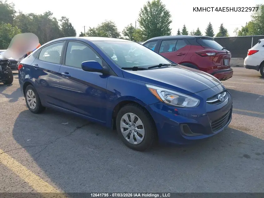 2017 Hyundai Accent Gl VIN: KMHCT4AE5HU322977 Lot: 12641795