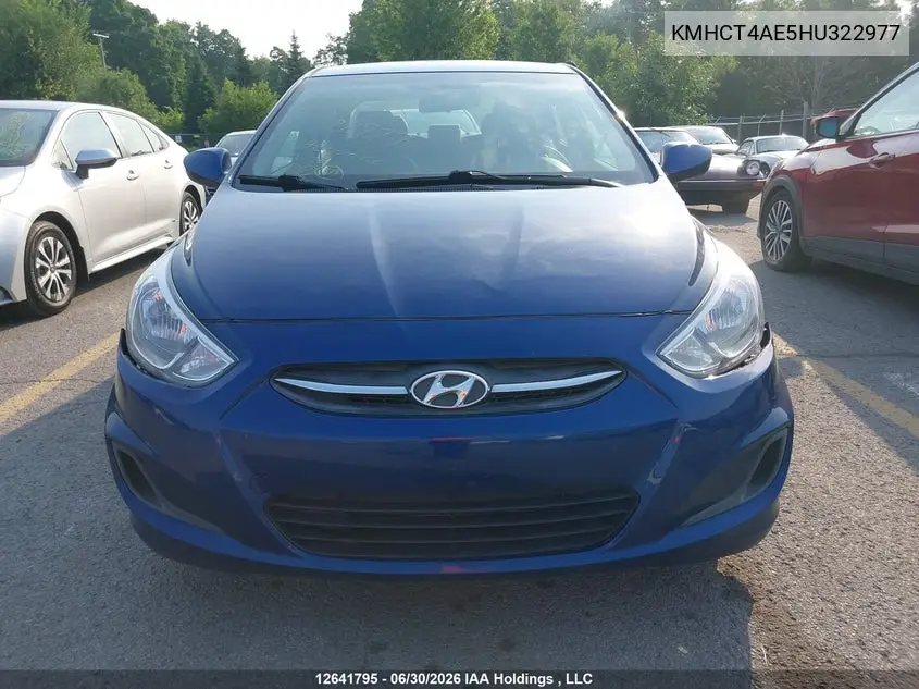2017 Hyundai Accent Gl VIN: KMHCT4AE5HU322977 Lot: 12641795
