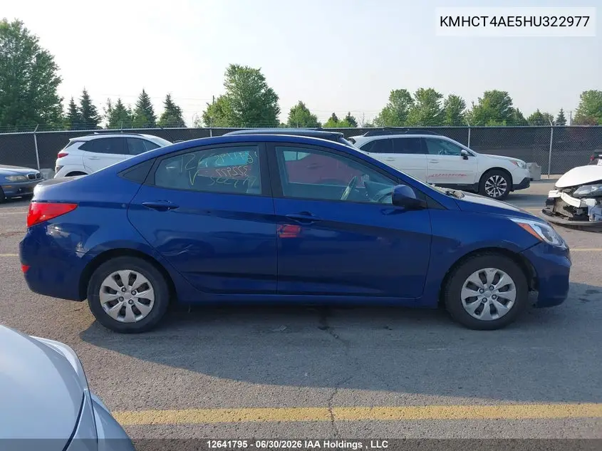 2017 Hyundai Accent Gl VIN: KMHCT4AE5HU322977 Lot: 12641795