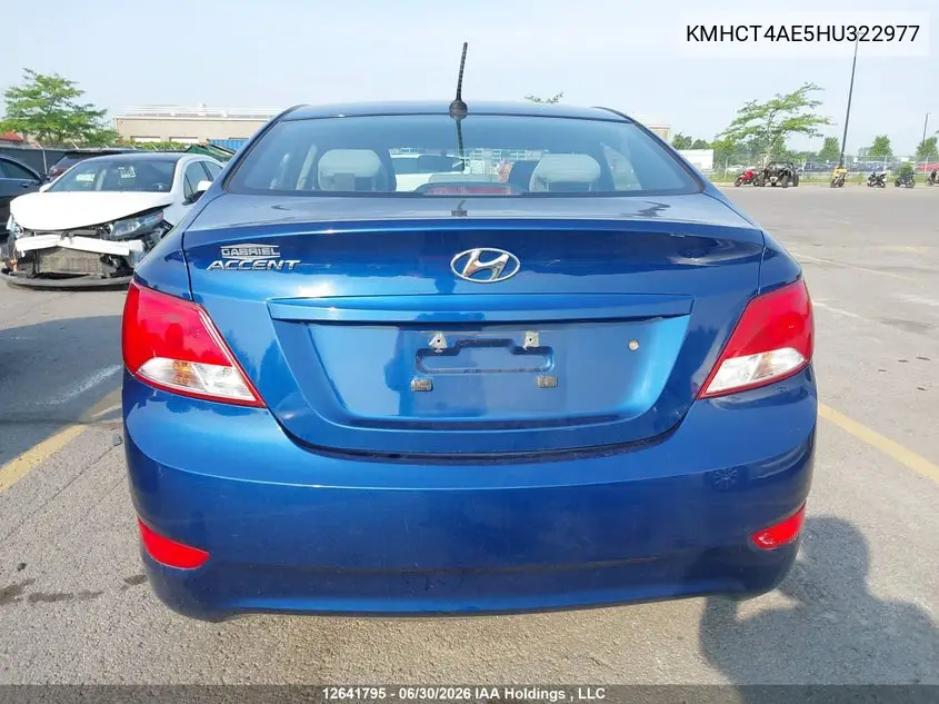 2017 Hyundai Accent Gl VIN: KMHCT4AE5HU322977 Lot: 12641795