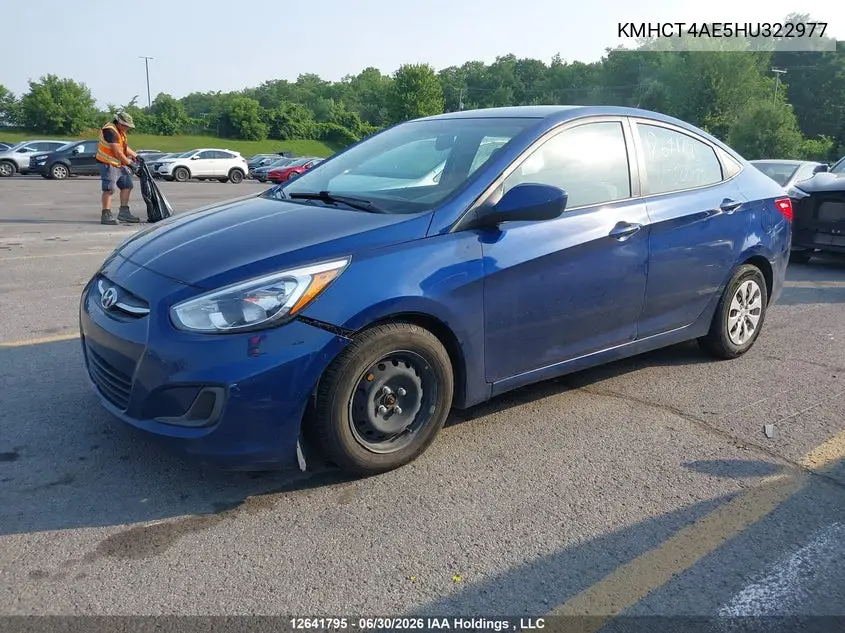 2017 Hyundai Accent Gl VIN: KMHCT4AE5HU322977 Lot: 12641795