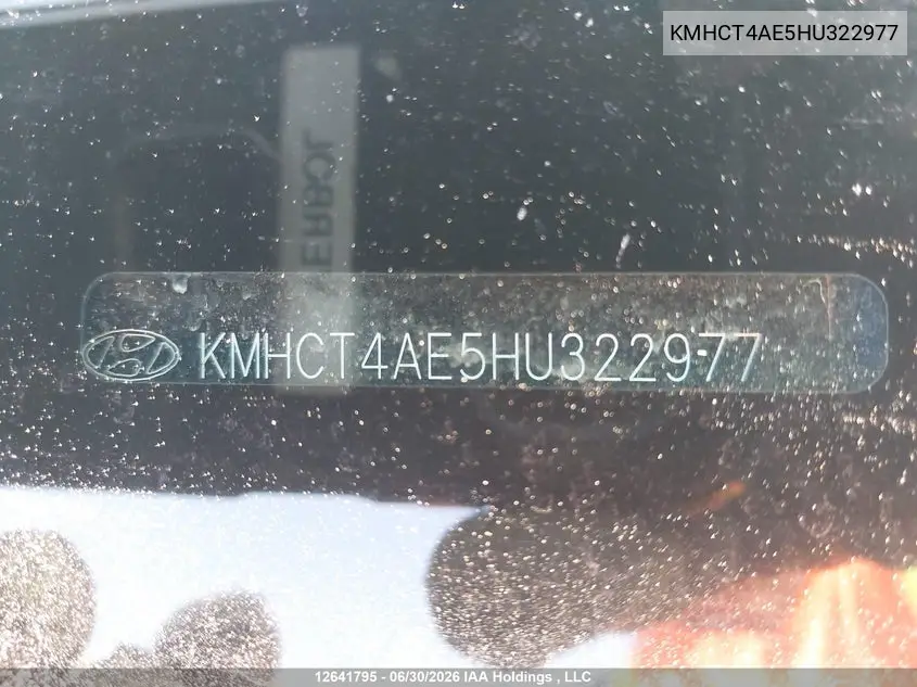 2017 Hyundai Accent Gl VIN: KMHCT4AE5HU322977 Lot: 12641795