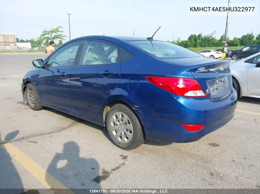 2017 Hyundai Accent Gl VIN: KMHCT4AE5HU322977 Lot: 12641795