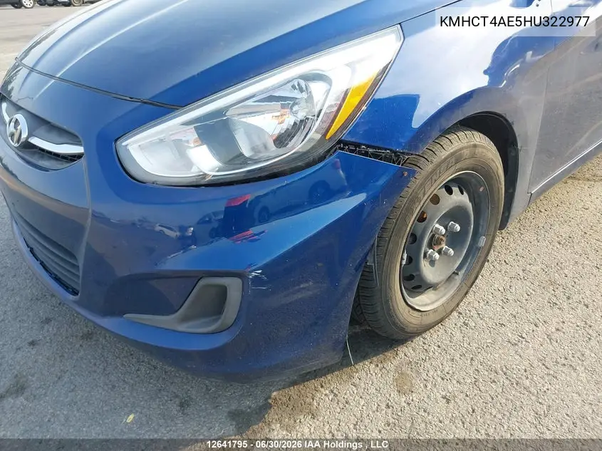2017 Hyundai Accent Gl VIN: KMHCT4AE5HU322977 Lot: 12641795
