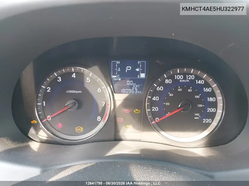 2017 Hyundai Accent Gl VIN: KMHCT4AE5HU322977 Lot: 12641795
