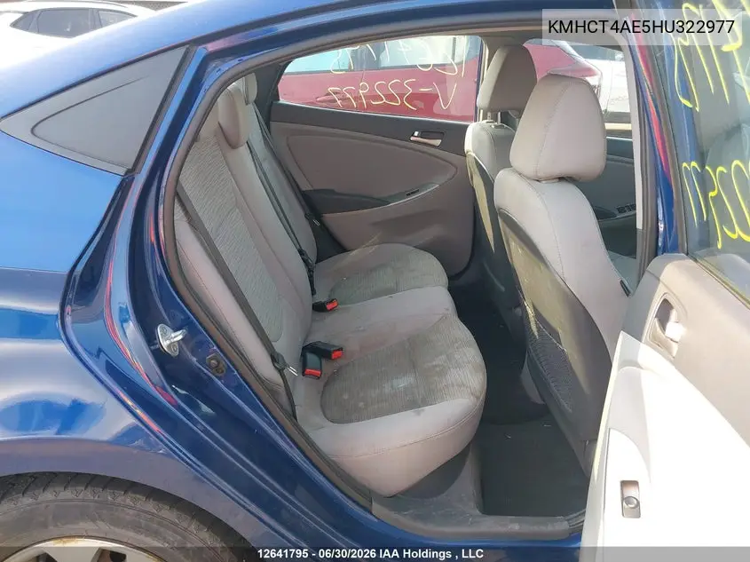2017 Hyundai Accent Gl VIN: KMHCT4AE5HU322977 Lot: 12641795