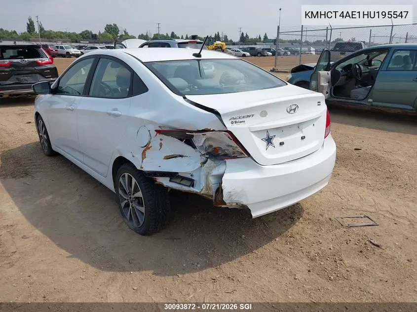 2017 Hyundai Accent Se VIN: KMHCT4AE1HU195547 Lot: 30093872
