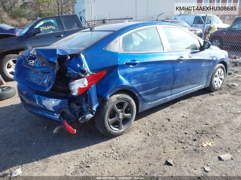 KMHCT4AEXHU308685 2017 Hyundai Accent Se