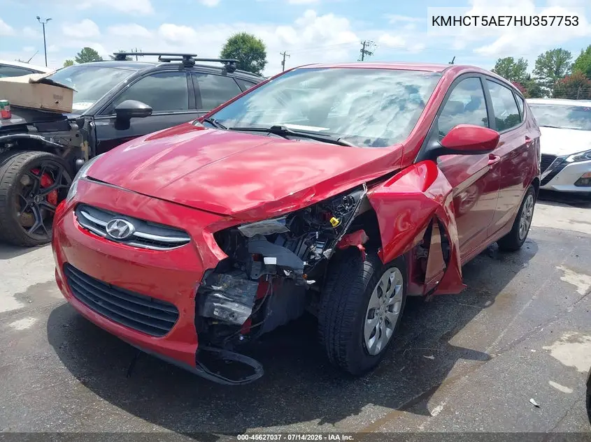 2017 Hyundai Accent Se VIN: KMHCT5AE7HU357753 Lot: 45627037