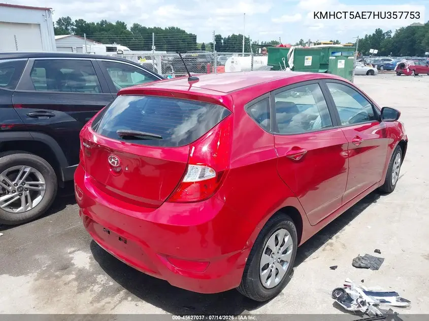 2017 Hyundai Accent Se VIN: KMHCT5AE7HU357753 Lot: 45627037