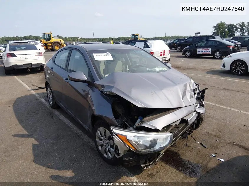 2017 Hyundai Accent Se VIN: KMHCT4AE7HU247540 Lot: 45641616
