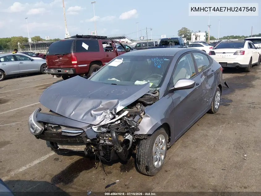 2017 Hyundai Accent Se VIN: KMHCT4AE7HU247540 Lot: 45641616