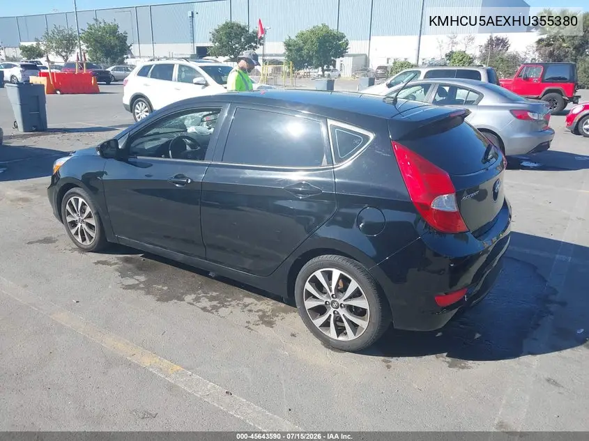 2017 Hyundai Accent Sport VIN: KMHCU5AEXHU355380 Lot: 45643590