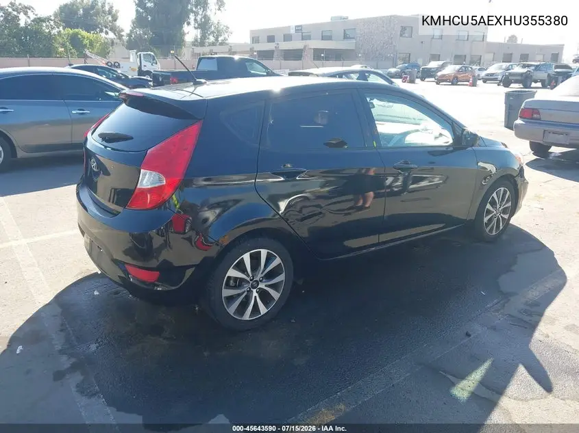 2017 Hyundai Accent Sport VIN: KMHCU5AEXHU355380 Lot: 45643590