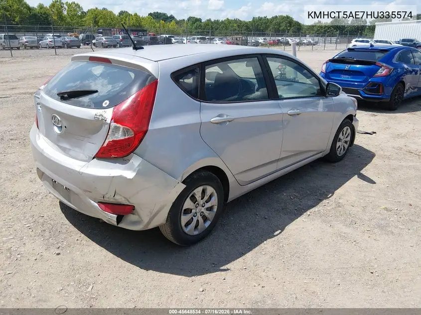 2017 Hyundai Accent Se VIN: KMHCT5AE7HU335574 Lot: 45648534