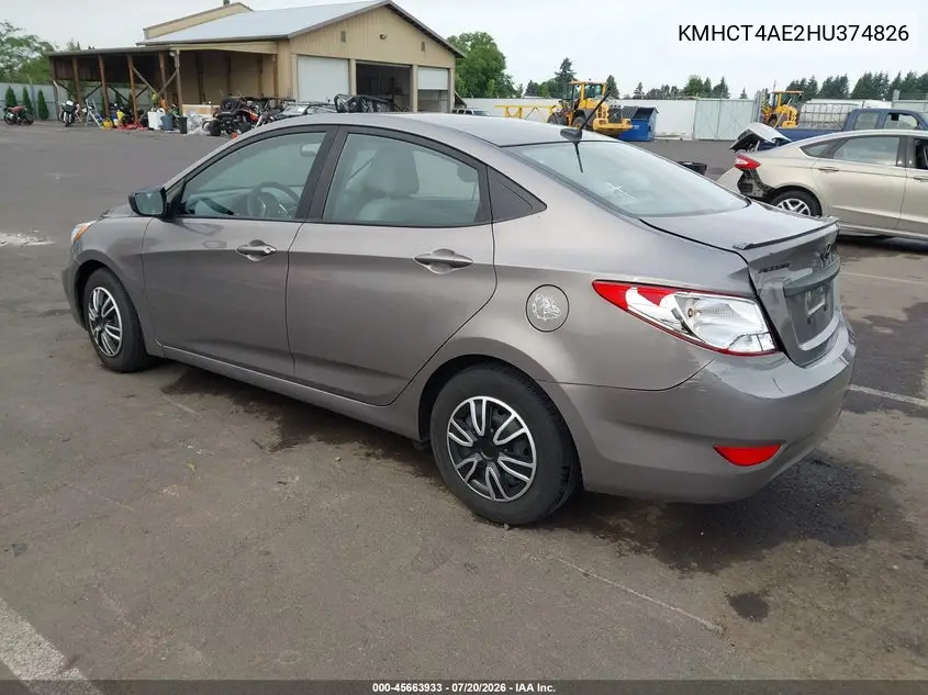 2017 Hyundai Accent Se VIN: KMHCT4AE2HU374826 Lot: 45663933