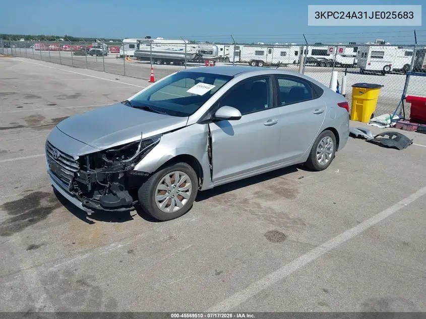 2018 Hyundai Accent Se VIN: 3KPC24A31JE025683 Lot: 45569510