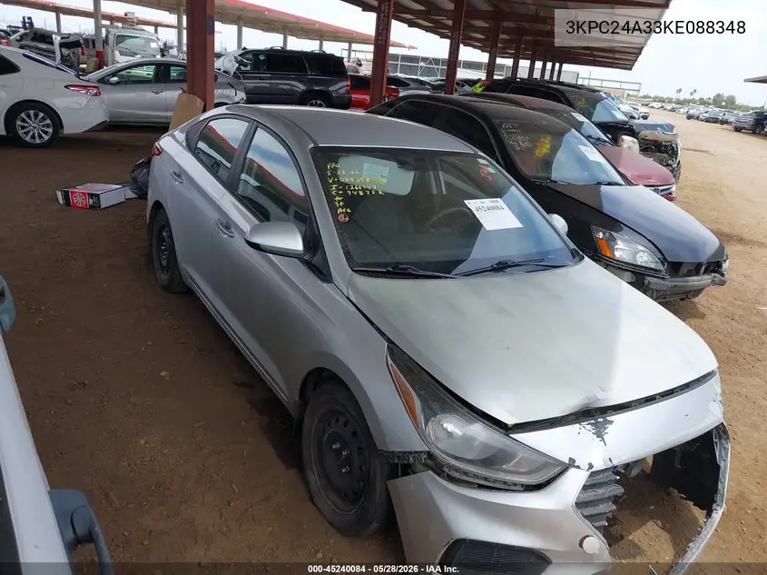 2019 Hyundai Accent Se VIN: 3KPC24A33KE088348 Lot: 45240084