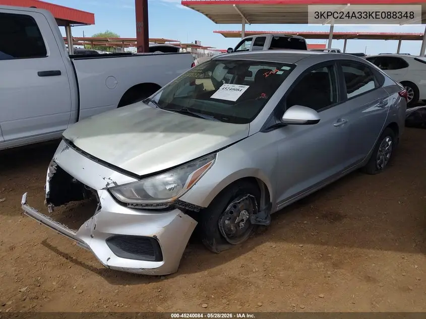 2019 Hyundai Accent Se VIN: 3KPC24A33KE088348 Lot: 45240084