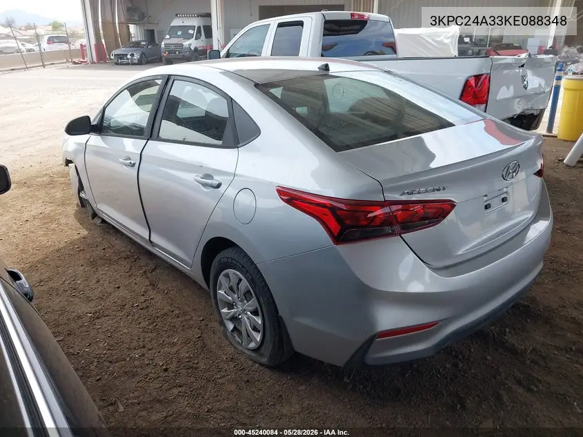 2019 Hyundai Accent Se VIN: 3KPC24A33KE088348 Lot: 45240084