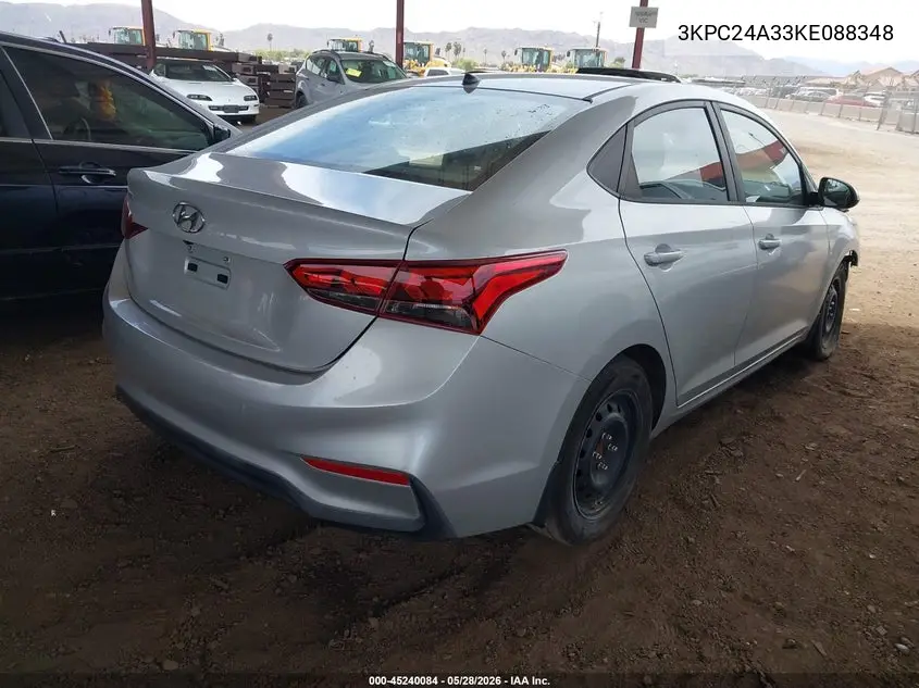 2019 Hyundai Accent Se VIN: 3KPC24A33KE088348 Lot: 45240084