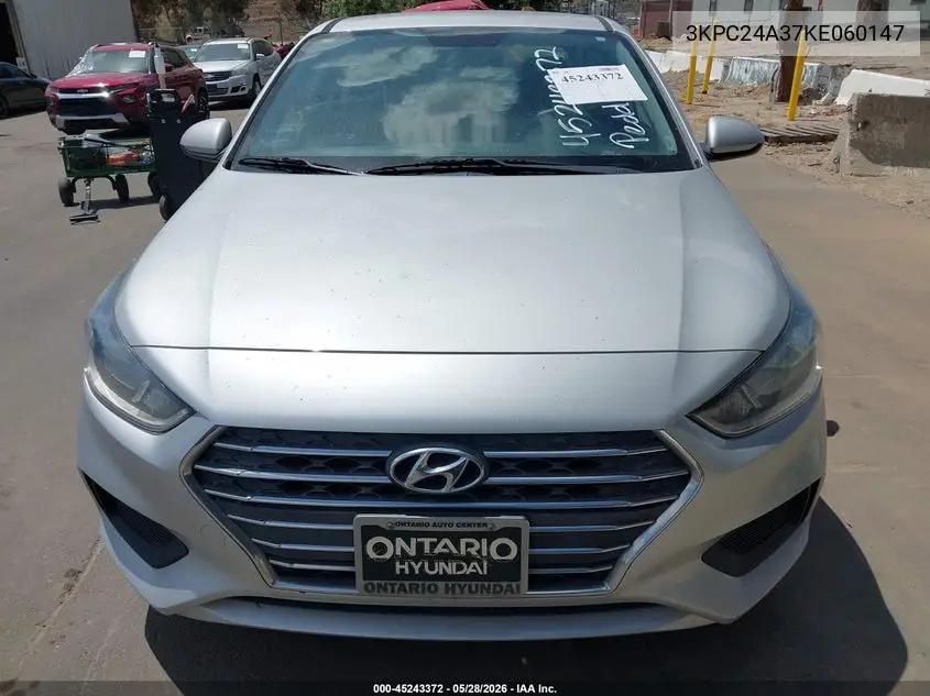 2019 Hyundai Accent Se VIN: 3KPC24A37KE060147 Lot: 45243372