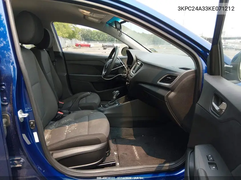 2019 Hyundai Accent Se VIN: 3KPC24A33KE071212 Lot: 45638322