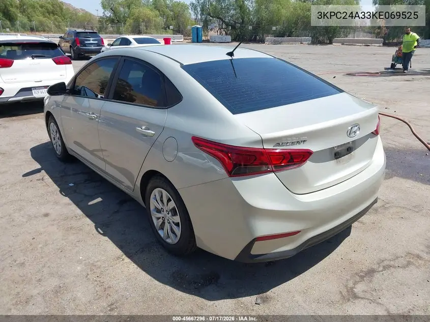 2019 Hyundai Accent Se VIN: 3KPC24A33KE069525 Lot: 45667296