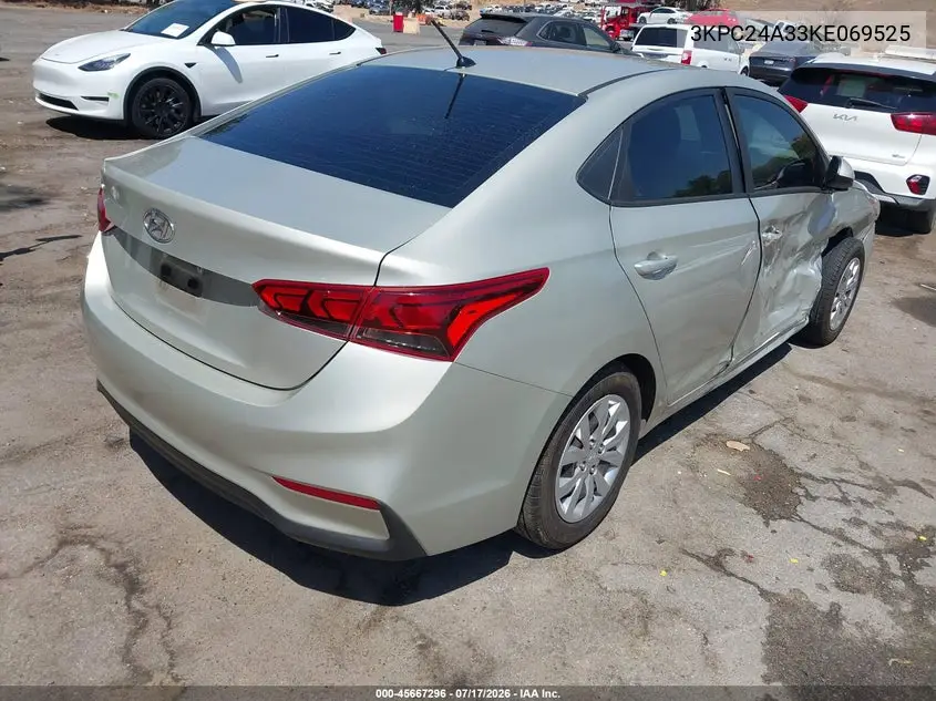 2019 Hyundai Accent Se VIN: 3KPC24A33KE069525 Lot: 45667296