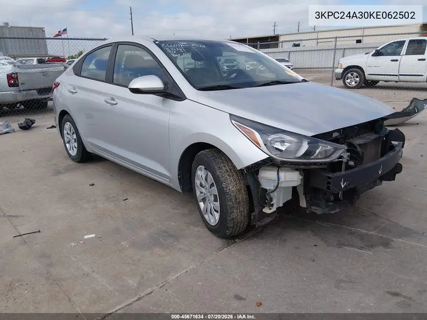 2019 Hyundai Accent Se VIN: 3KPC24A30KE062502 Lot: 45671634
