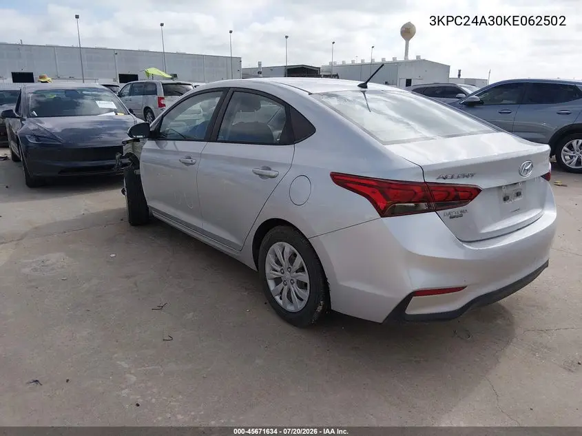 2019 Hyundai Accent Se VIN: 3KPC24A30KE062502 Lot: 45671634