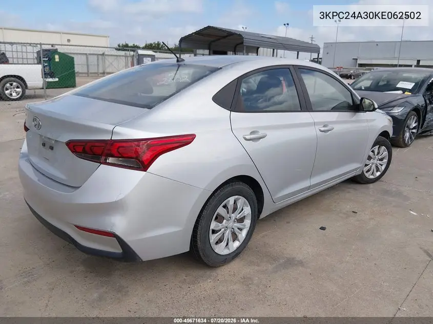 2019 Hyundai Accent Se VIN: 3KPC24A30KE062502 Lot: 45671634