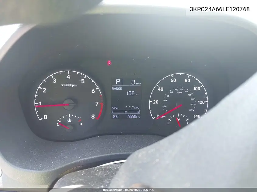 2020 Hyundai Accent Se VIN: 3KPC24A66LE120768 Lot: 45225081
