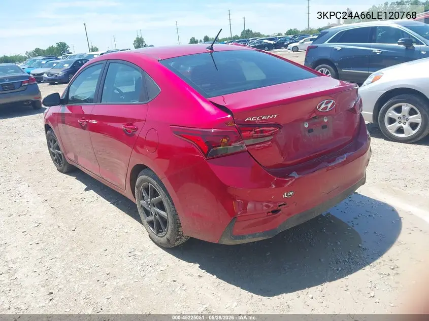 2020 Hyundai Accent Se VIN: 3KPC24A66LE120768 Lot: 45225081