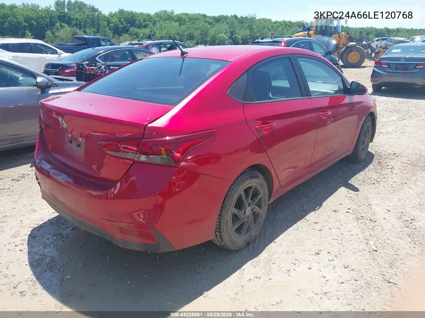 2020 Hyundai Accent Se VIN: 3KPC24A66LE120768 Lot: 45225081