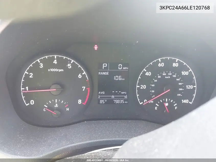 2020 Hyundai Accent Se VIN: 3KPC24A66LE120768 Lot: 45225081