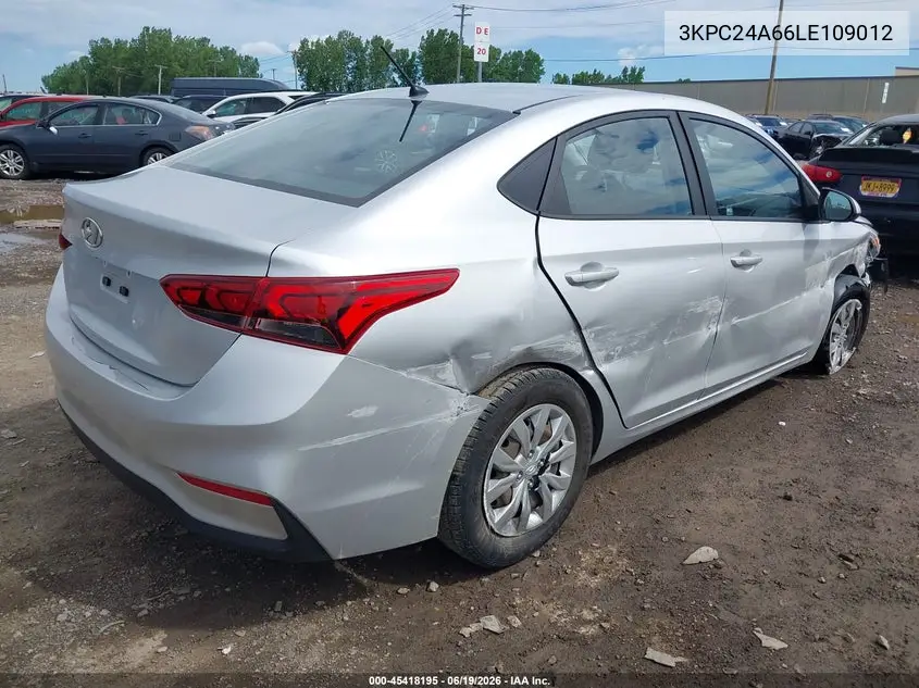 2020 Hyundai Accent Se VIN: 3KPC24A66LE109012 Lot: 45418195