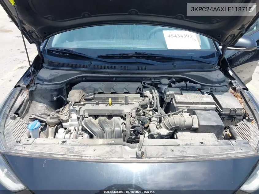 2020 Hyundai Accent Se VIN: 3KPC24A6XLE118716 Lot: 45434393