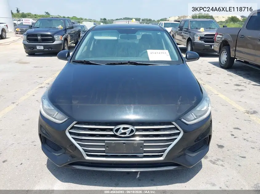 2020 Hyundai Accent Se VIN: 3KPC24A6XLE118716 Lot: 45434393