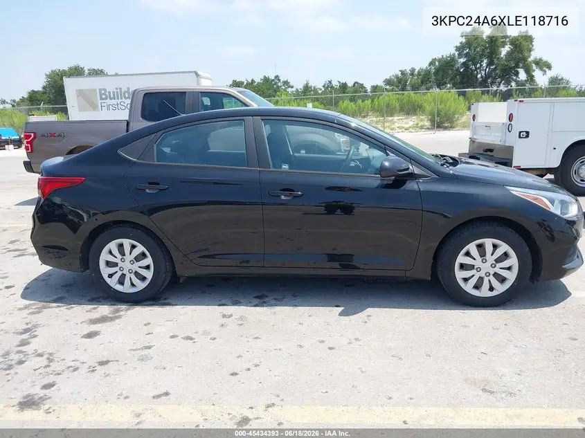 2020 Hyundai Accent Se VIN: 3KPC24A6XLE118716 Lot: 45434393