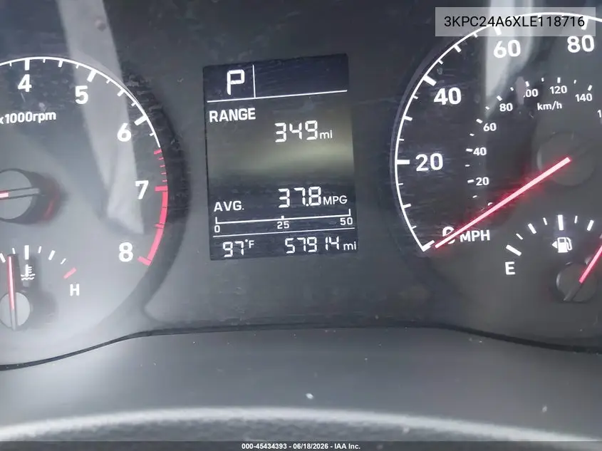 2020 Hyundai Accent Se VIN: 3KPC24A6XLE118716 Lot: 45434393